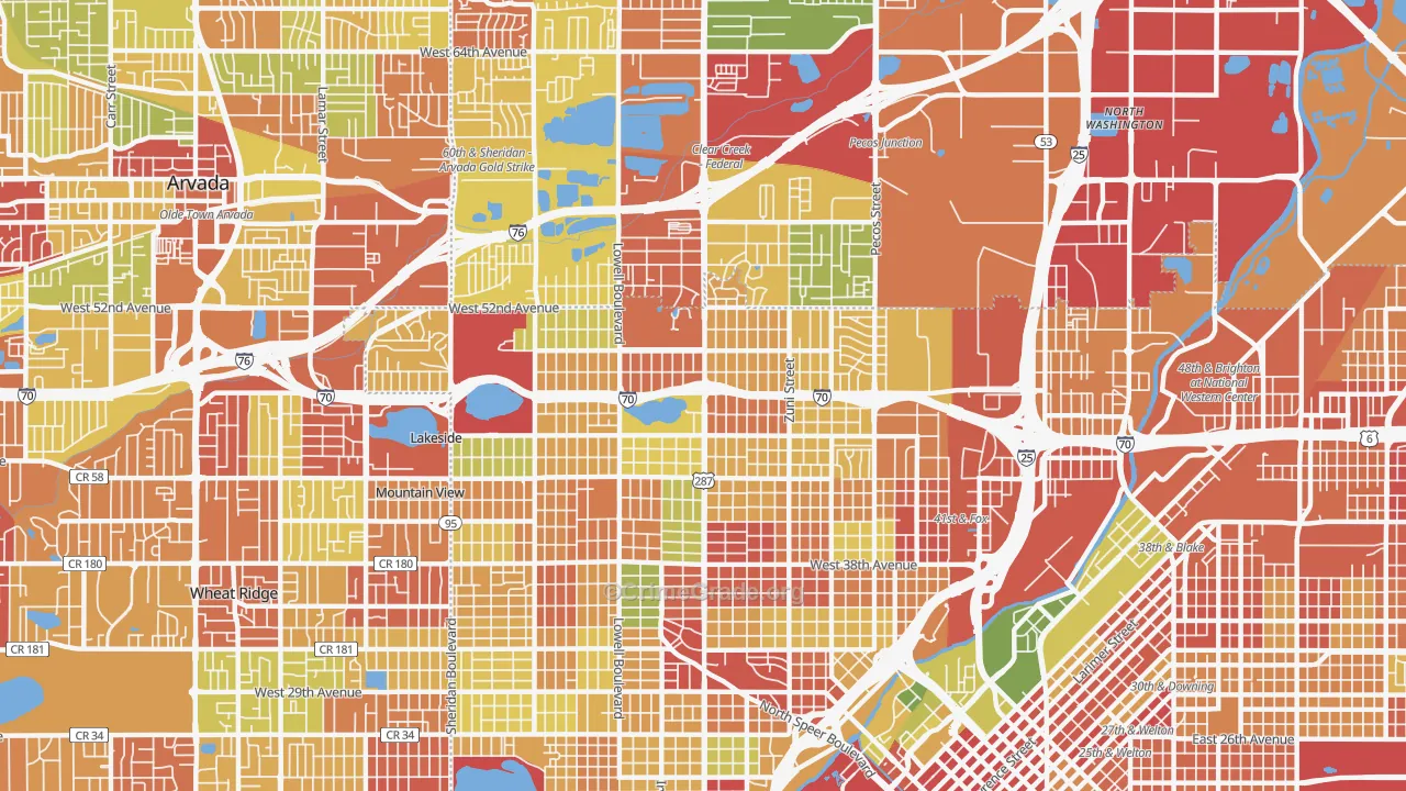 Northwestern Denver, Denver, CO Map of Robbery Rates
