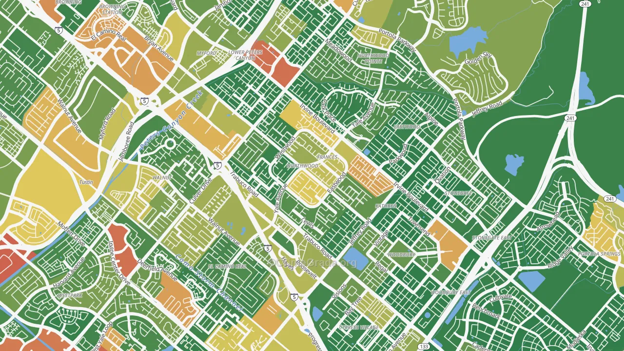 Northwood, Irvine, CA Map of Robbery Rates