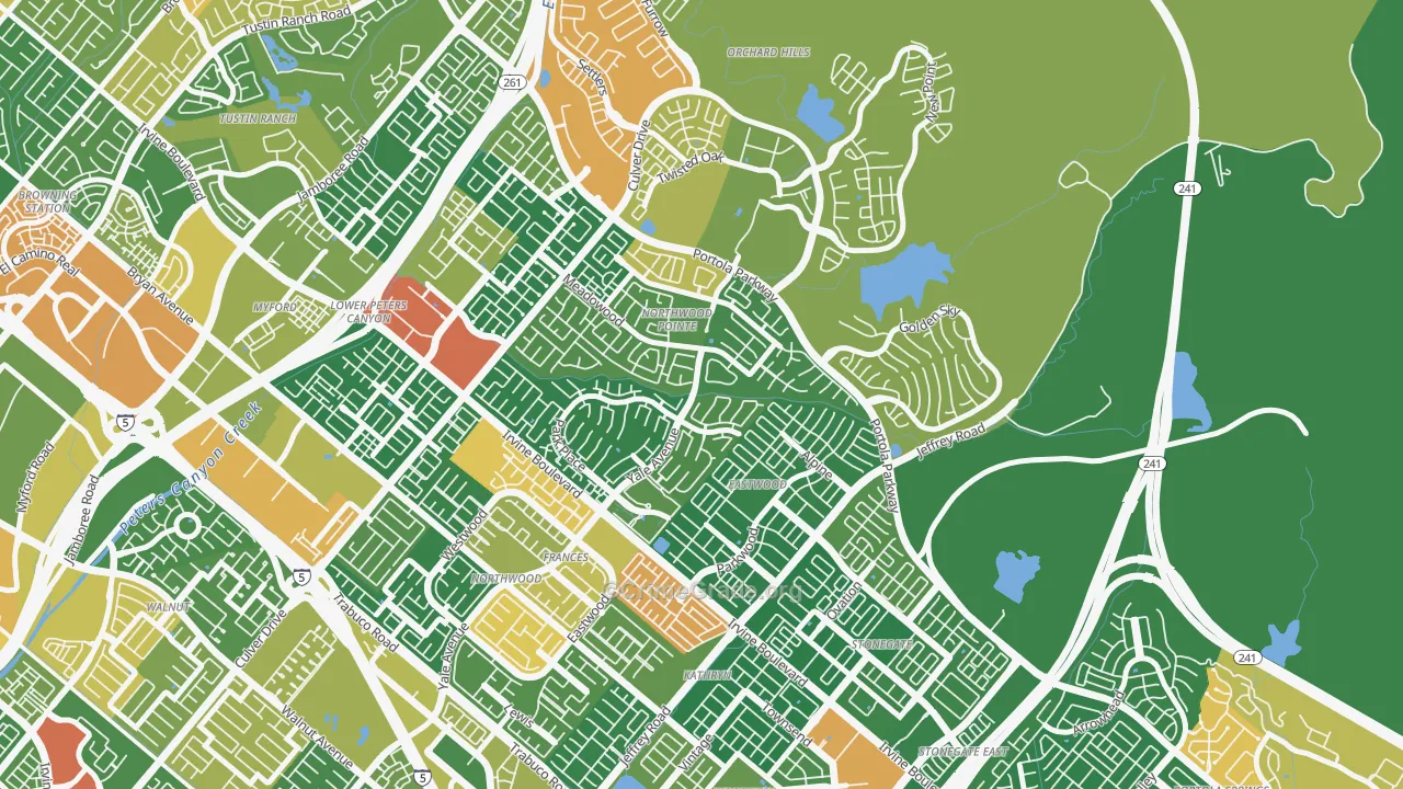 Northwood Point, Irvine, CA Map of Robbery Rates