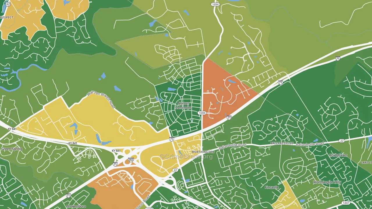Norton Commons, Prospect, KY Map of Robbery Rates