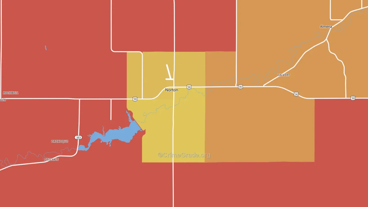 Norton County, KS Map of Robbery Rates