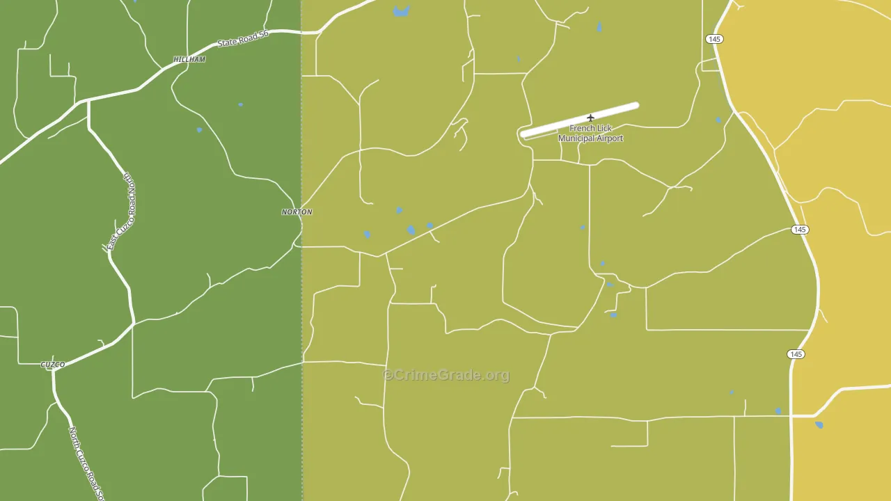 Norton, IN Map of Robbery Rates