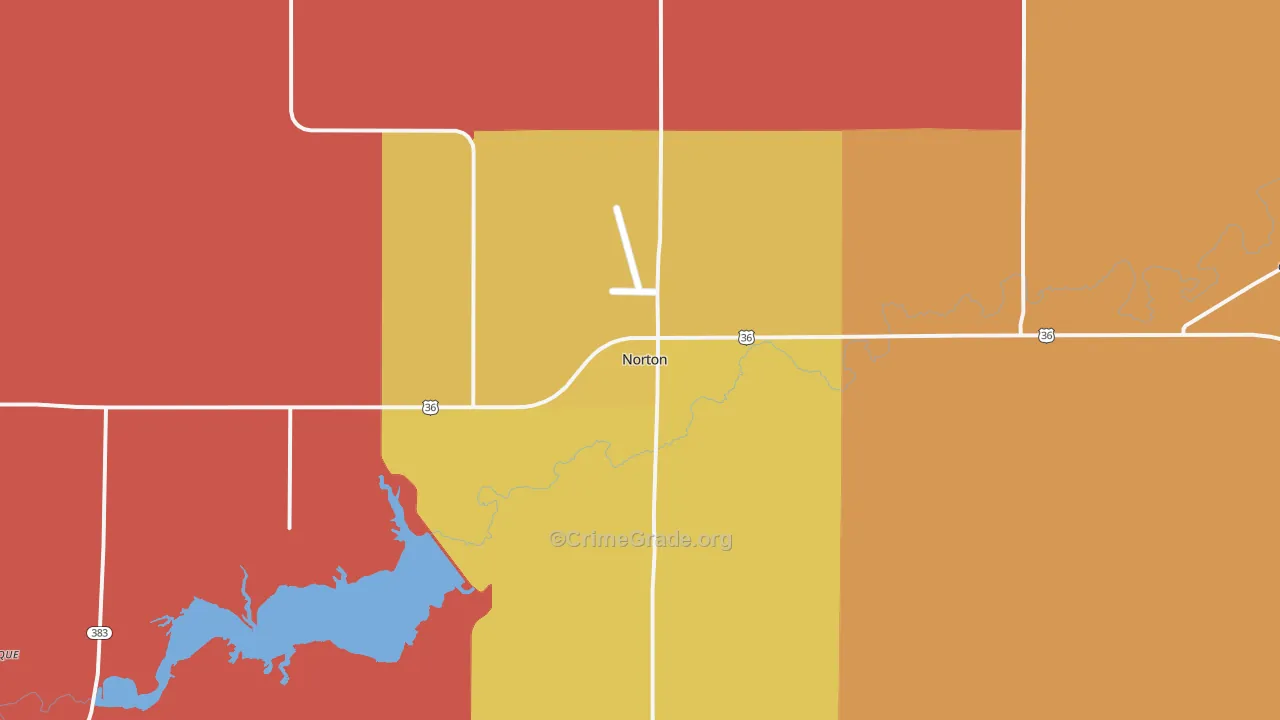 Norton, KS Map of Robbery Rates