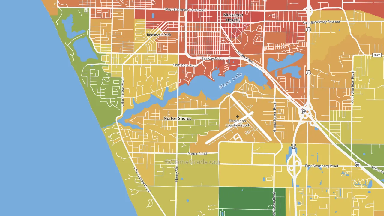 Norton Shores, MI Map of Robbery Rates