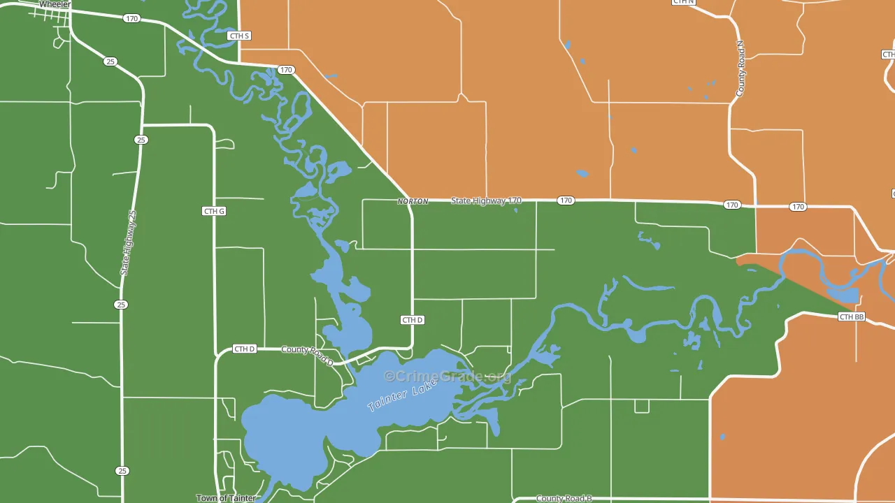 Norton, WI Map of Robbery Rates