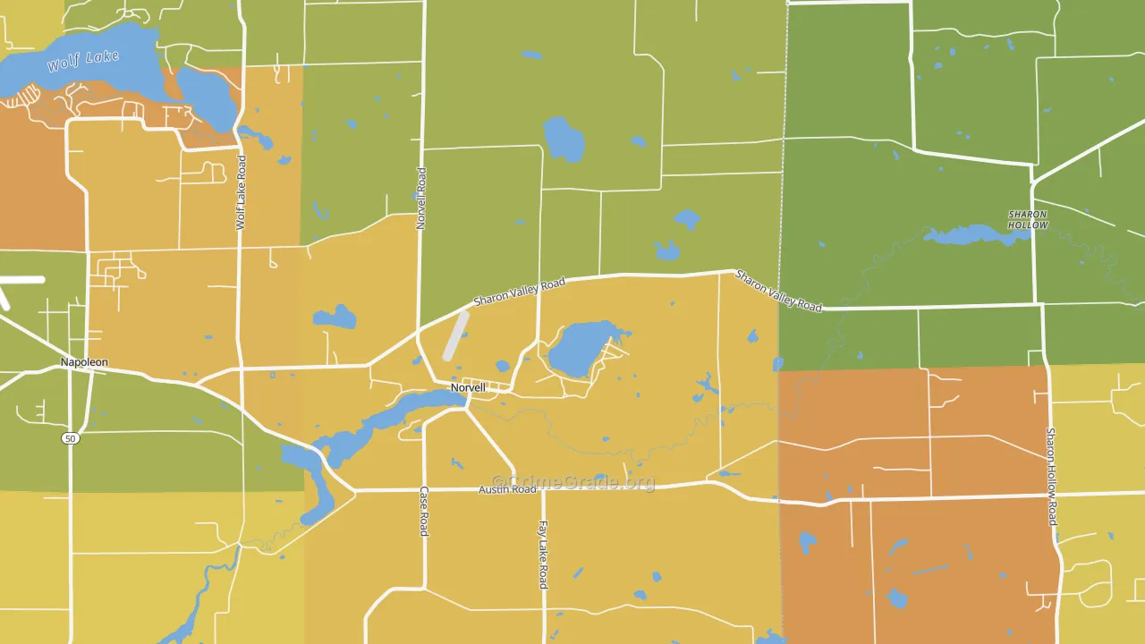 Norvell, MI Map of Robbery Rates