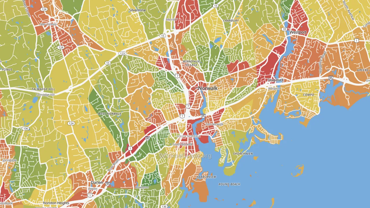 Norwalk, CT Map of Robbery Rates