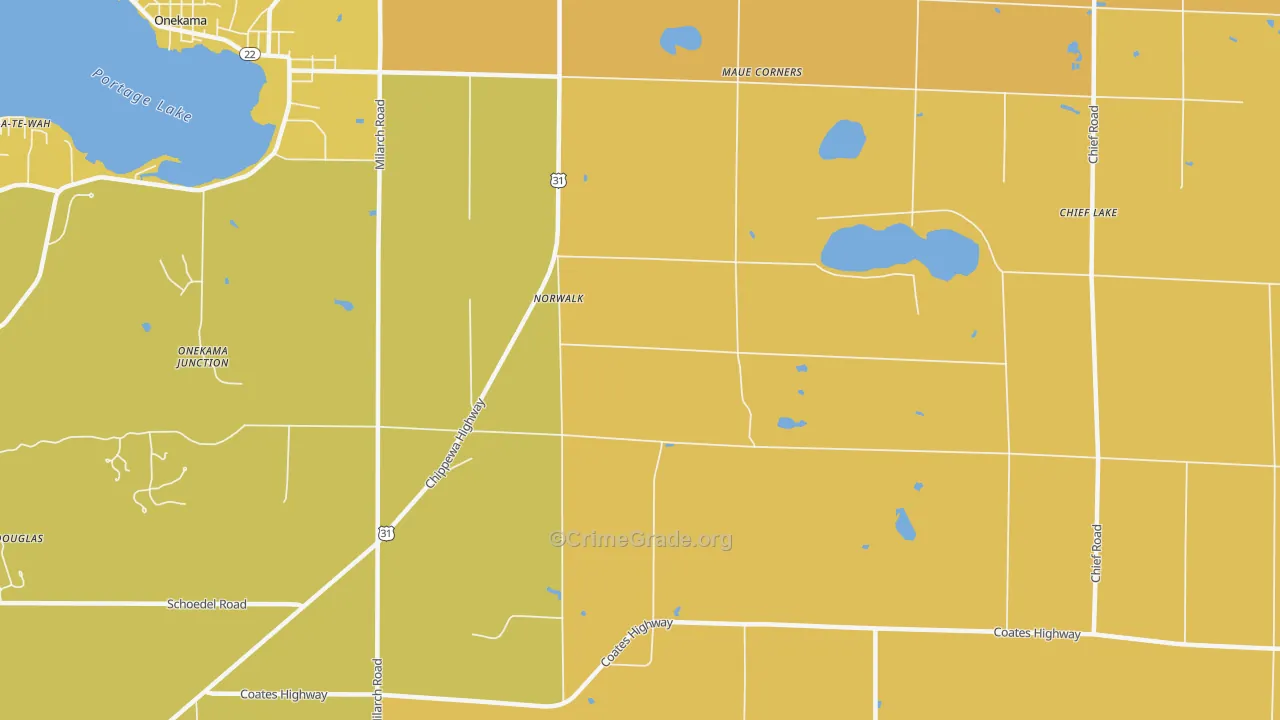 Norwalk, MI Map of Robbery Rates