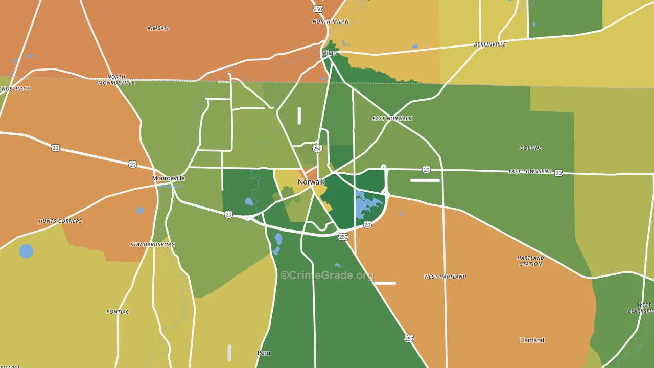 Norwalk, OH Map of Robbery Rates