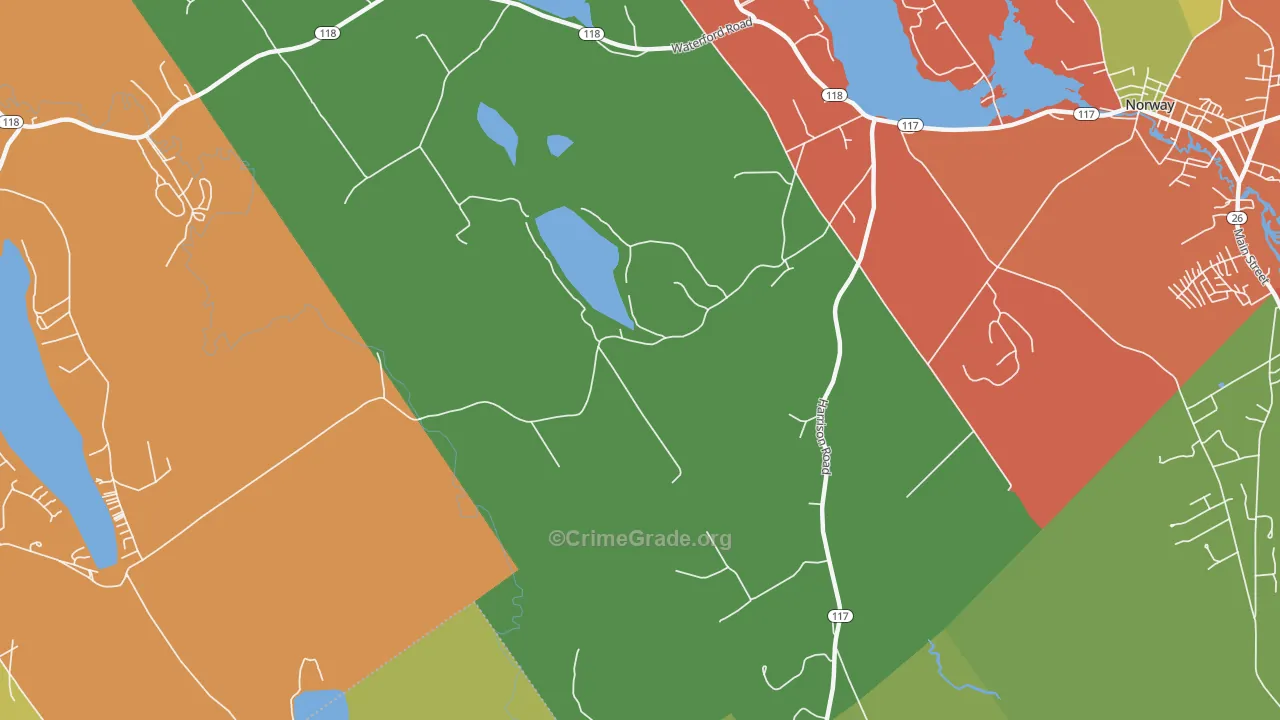 Norway Lake, ME Map of Robbery Rates