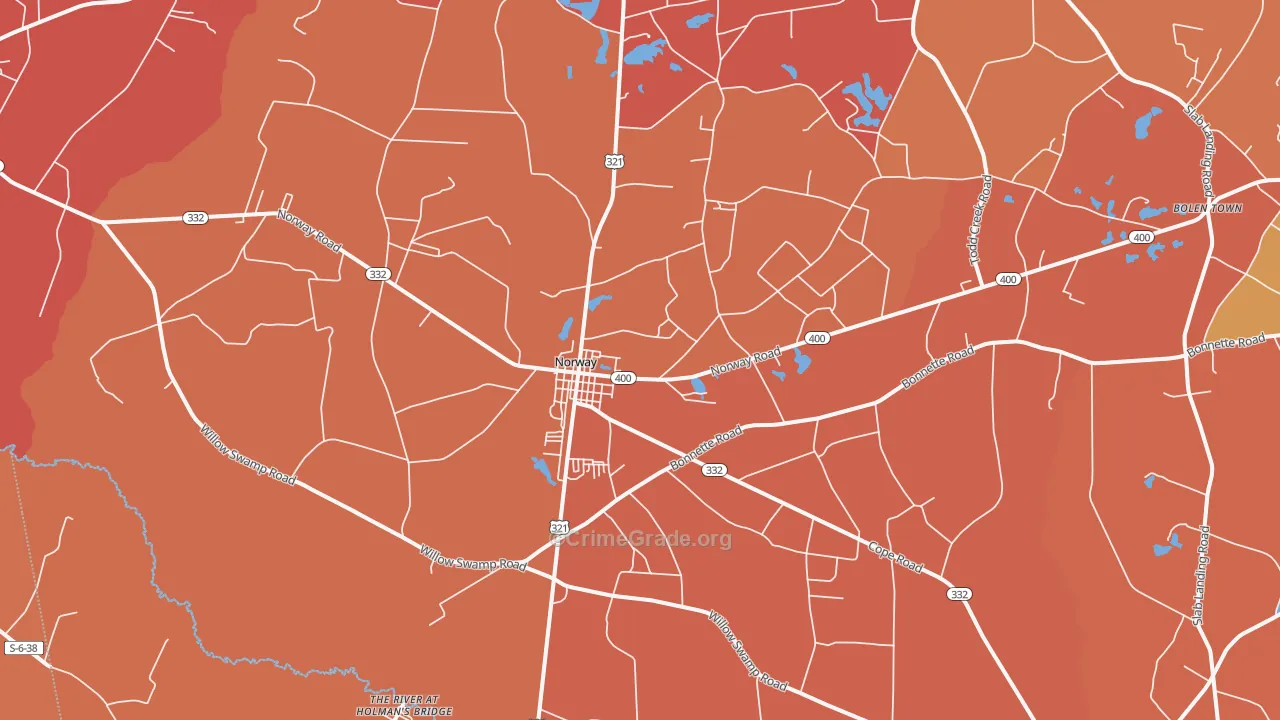 Norway, SC Map of Robbery Rates