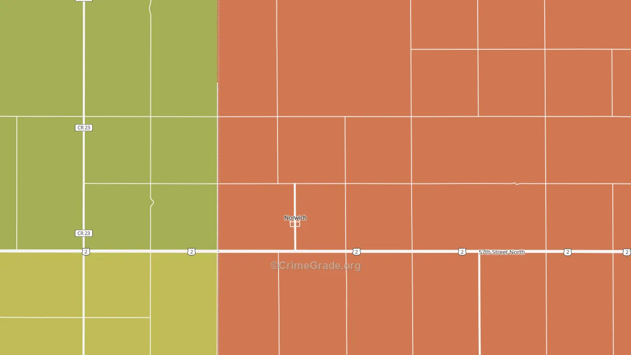Norwich, ND Map of Robbery Rates
