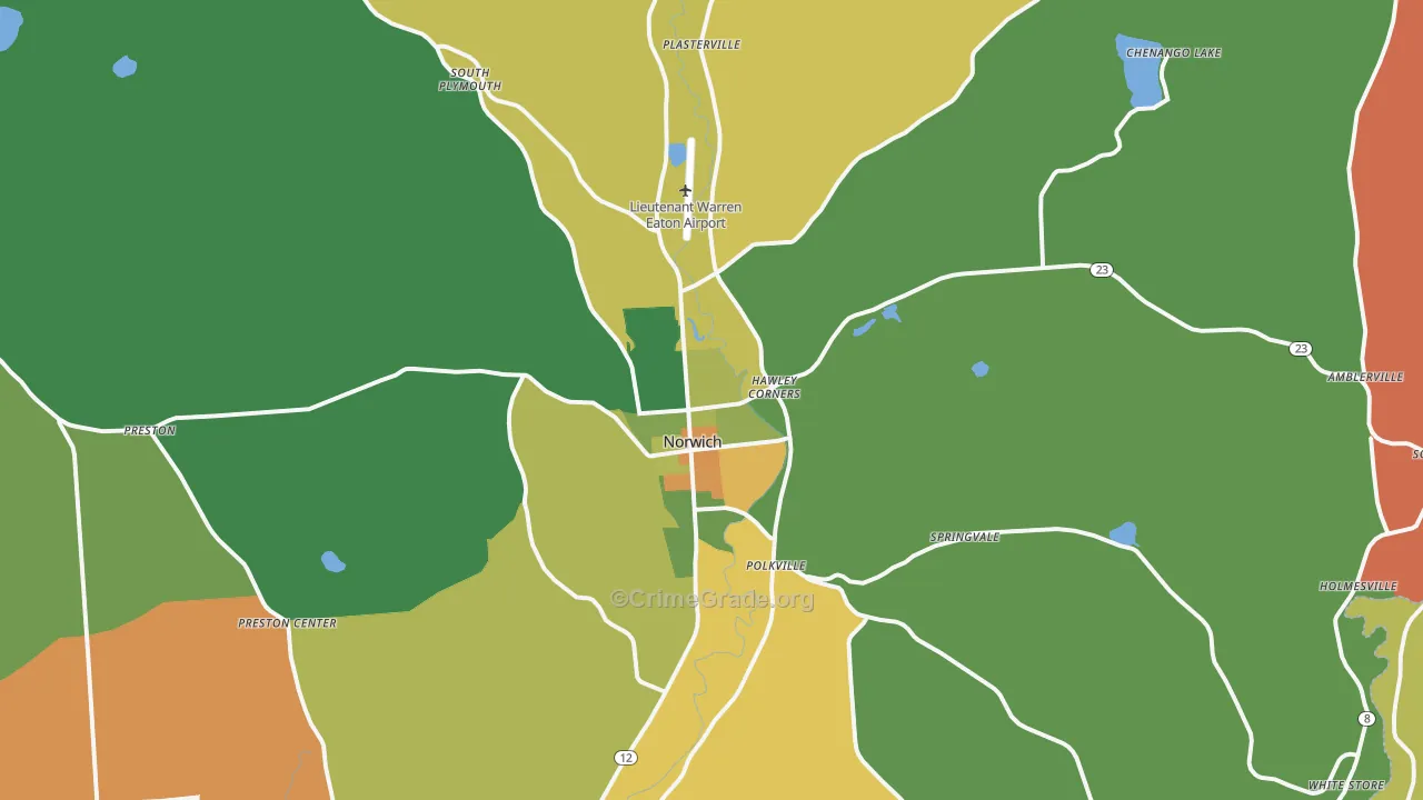 Norwich, NY Map of Robbery Rates