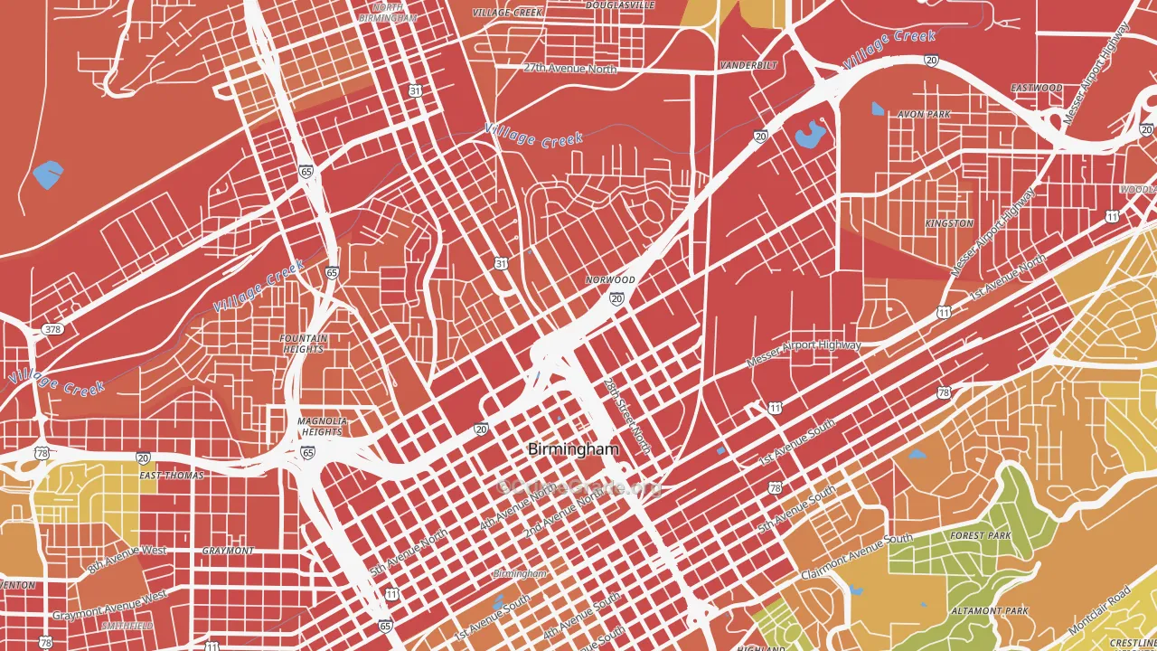 Norwood, Birmingham, AL Map of Robbery Rates