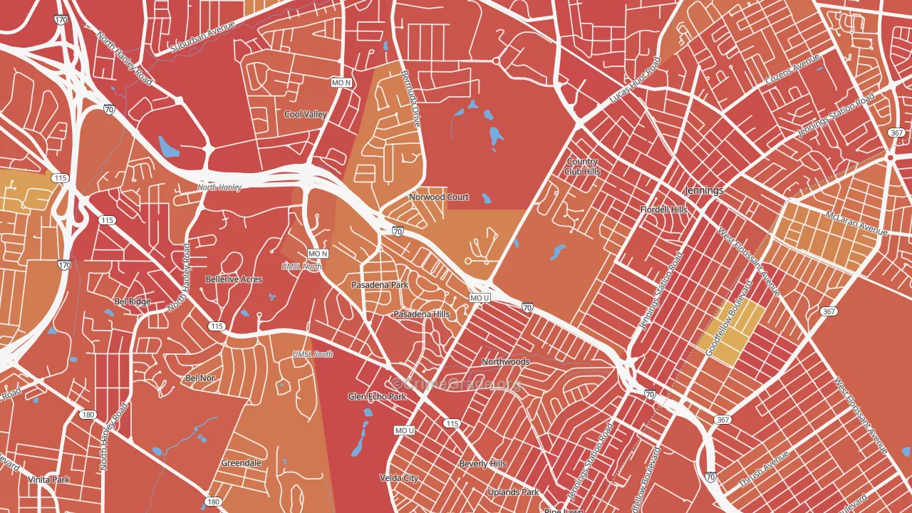 Norwood Court, MO Map of Robbery Rates