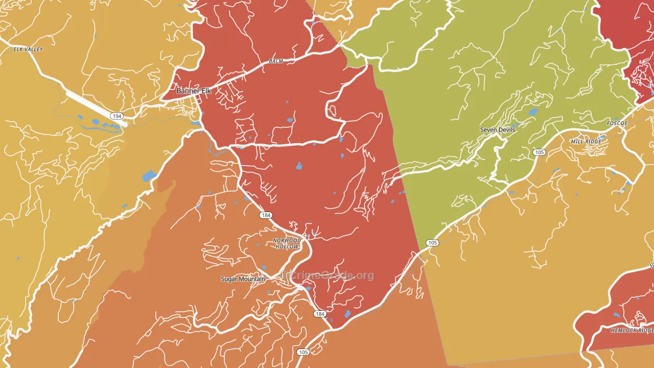 Norwood Hollow, NC Map of Robbery Rates