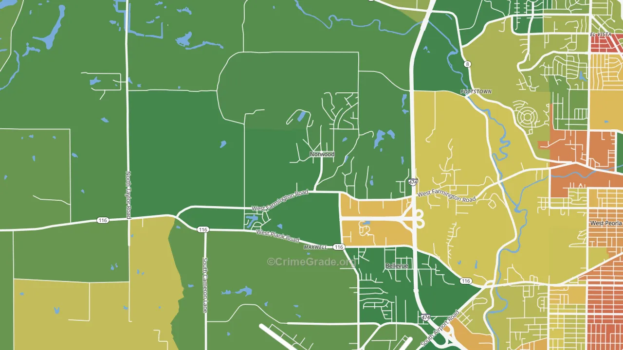 Norwood, IL Map of Robbery Rates
