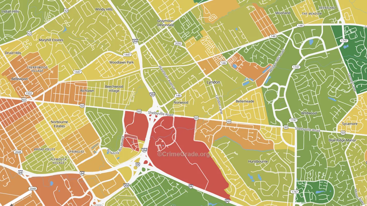 Norwood, KY Map of Robbery Rates
