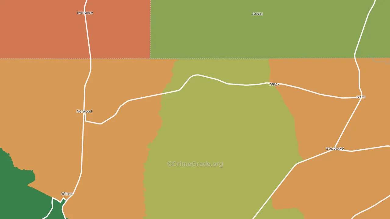 Norwood, LA Map of Robbery Rates