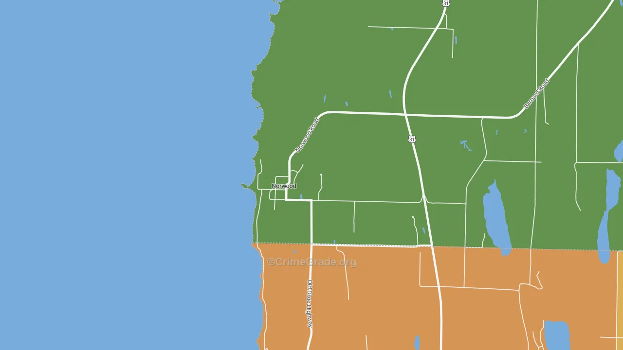 Norwood, MI Map of Robbery Rates