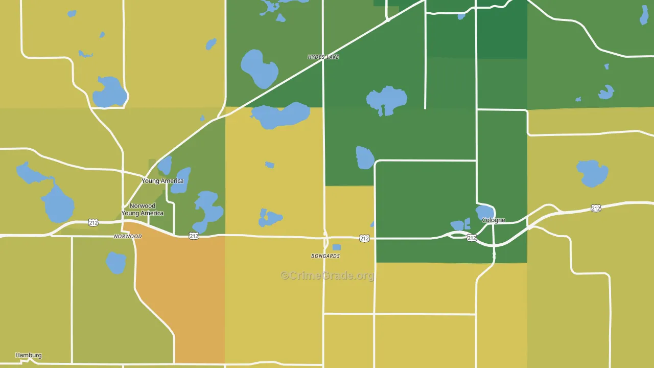 Norwood, MN Map of Robbery Rates