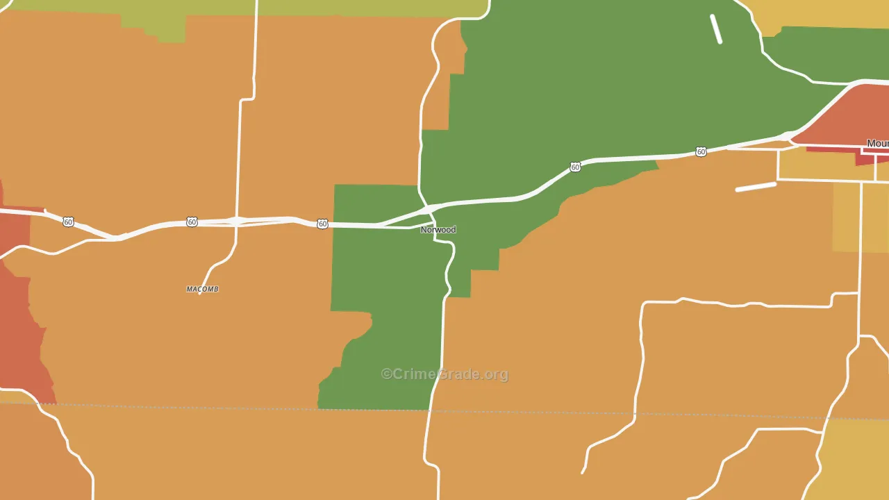 Norwood, MO Map of Robbery Rates
