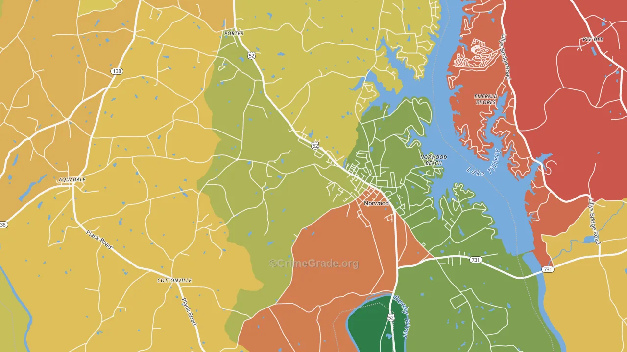 Norwood, NC Map of Robbery Rates