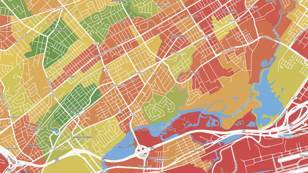 Norwood, PA Map of Robbery Rates