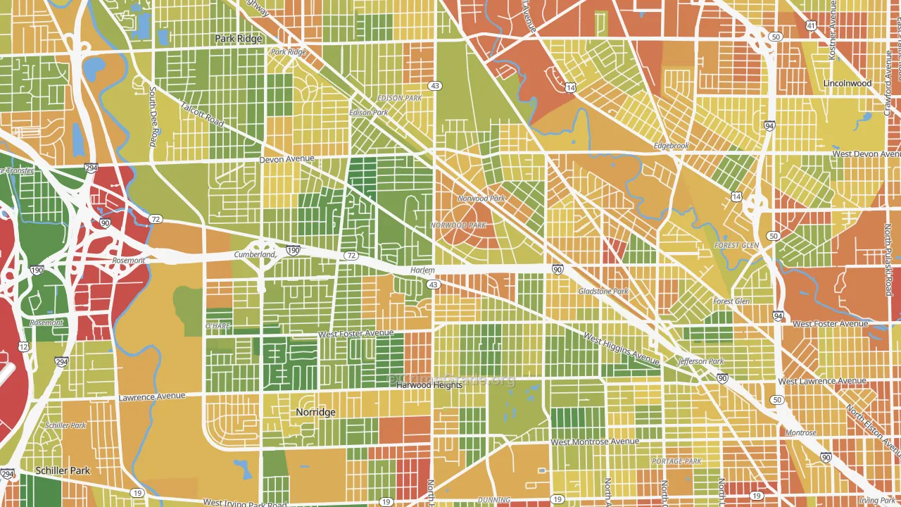 Norwood Park, Chicago, IL Map of Robbery Rates