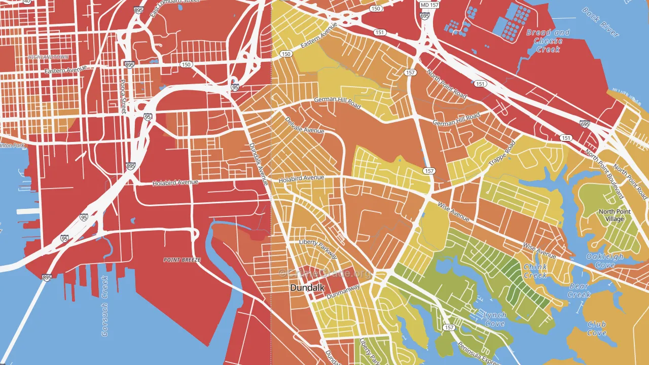 Norwood Park, Dundalk, MD Map of Robbery Rates