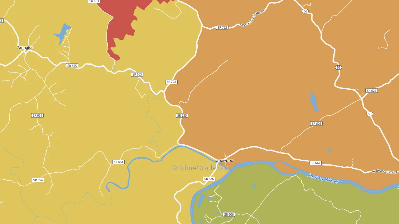 Norwood, VA Map of Robbery Rates