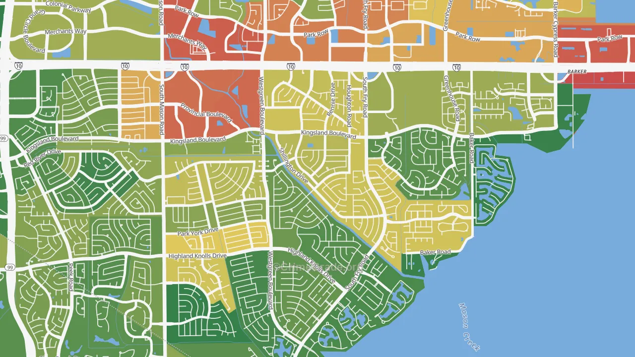 Nottingham, Katy, TX Map of Robbery Rates