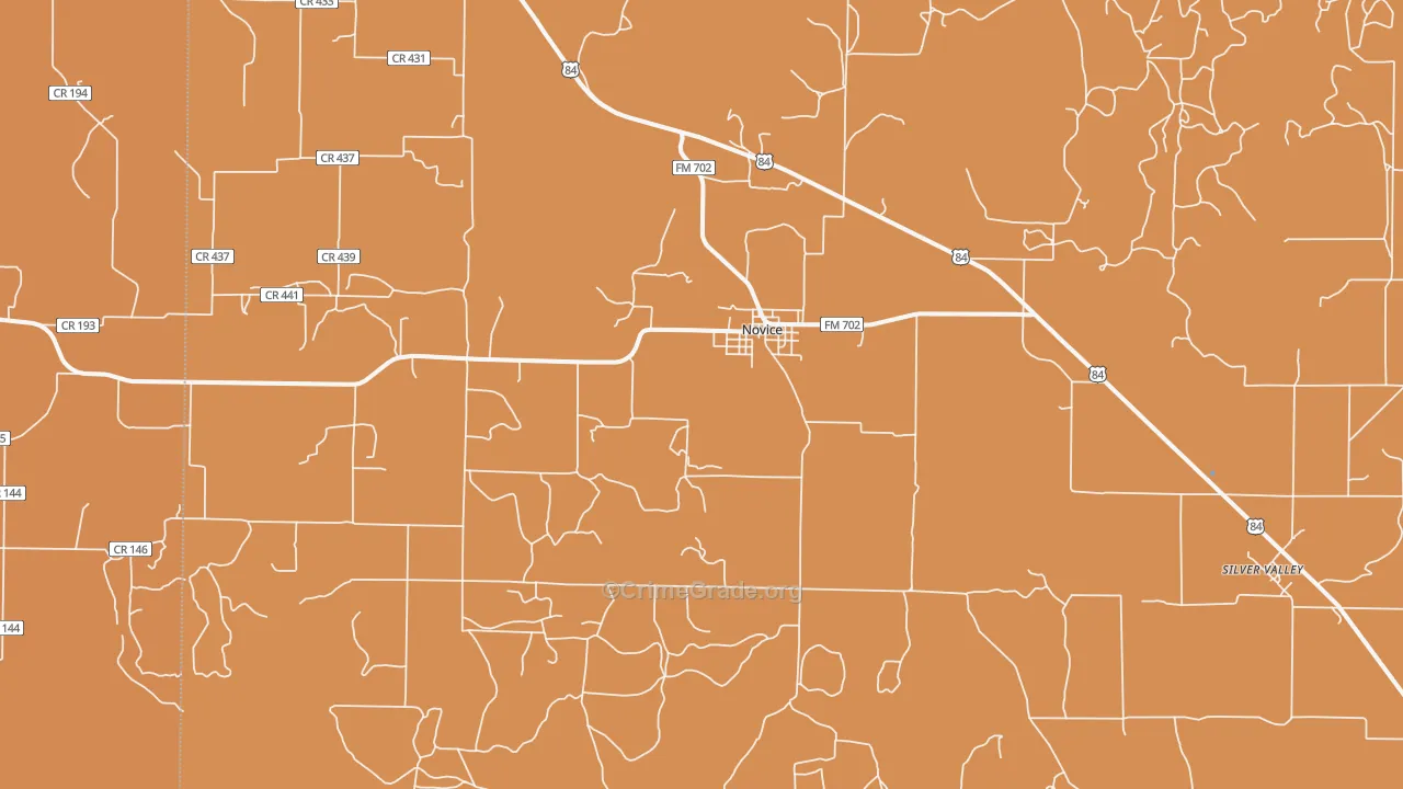 Novice, TX Map of Robbery Rates
