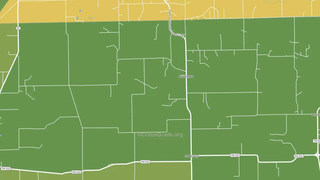 Novohrad, TX Map of Robbery Rates