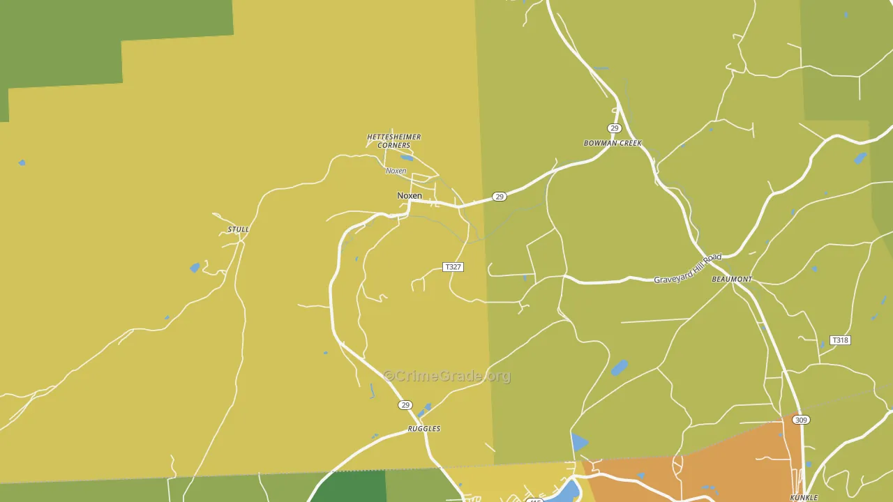 Noxen, PA Map of Robbery Rates