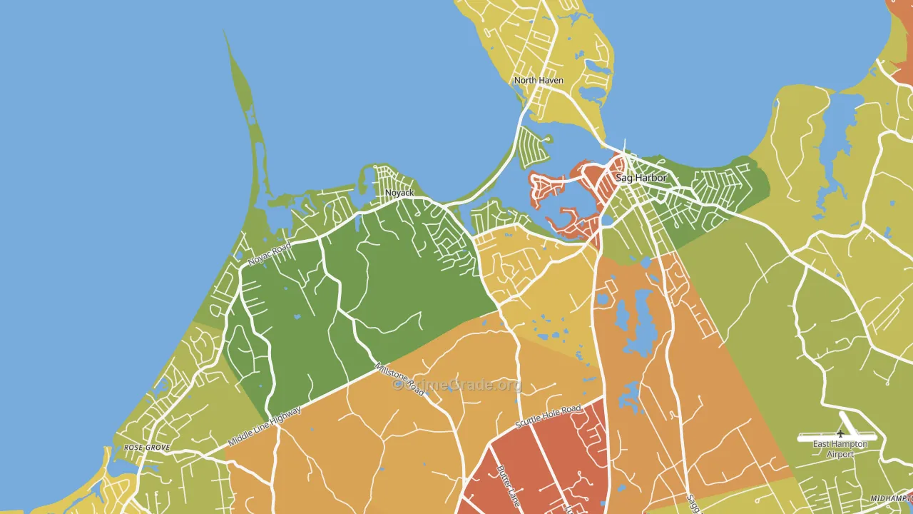 Noyack, NY Map of Robbery Rates