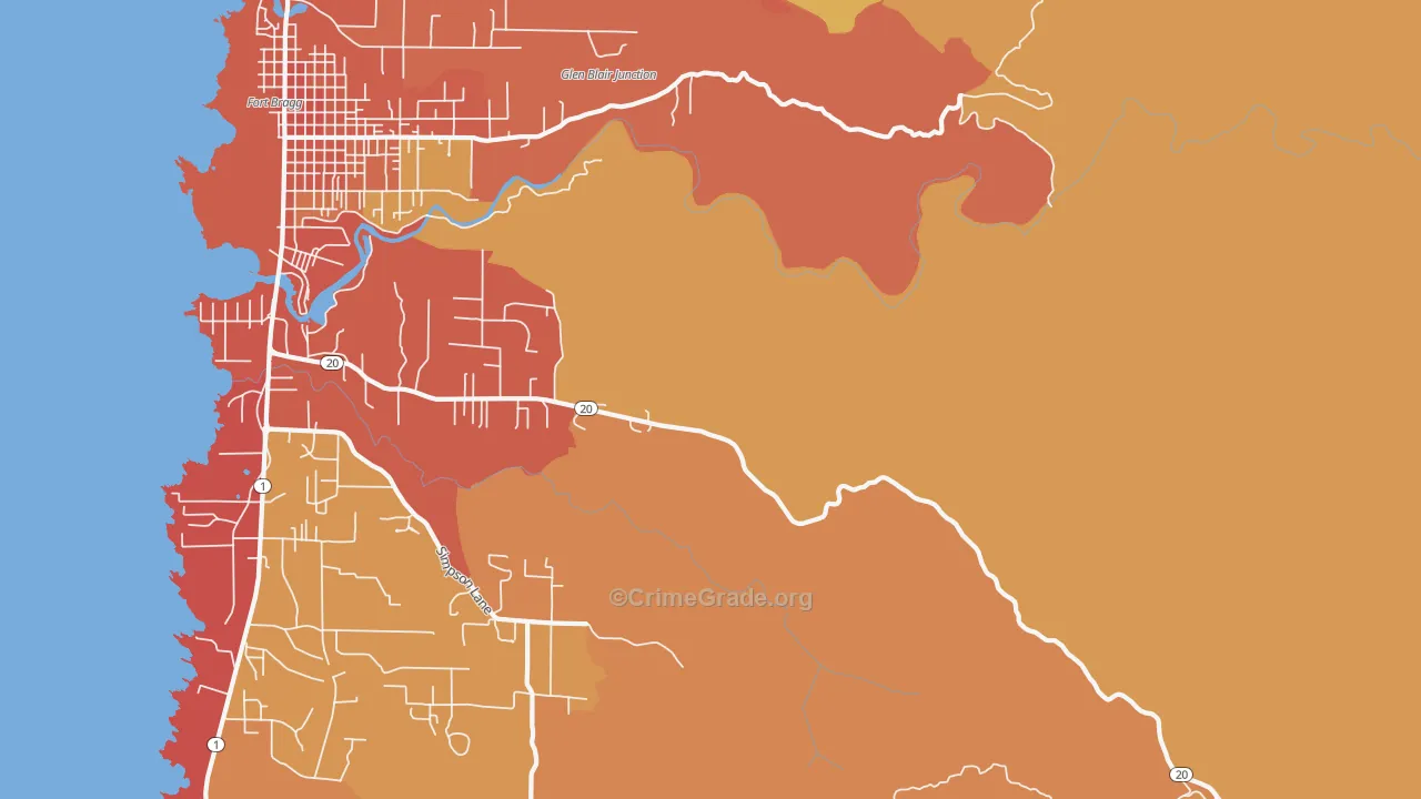 Noyo, CA Map of Robbery Rates