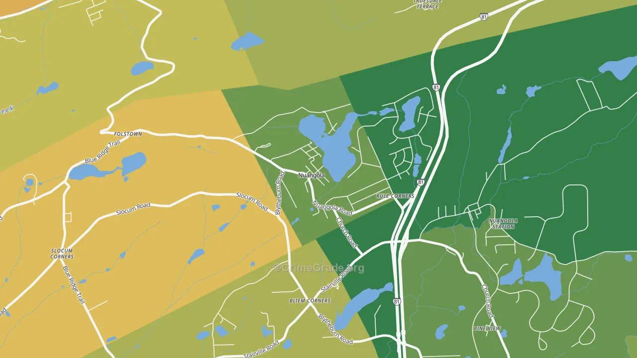 Nuangola, PA Map of Robbery Rates