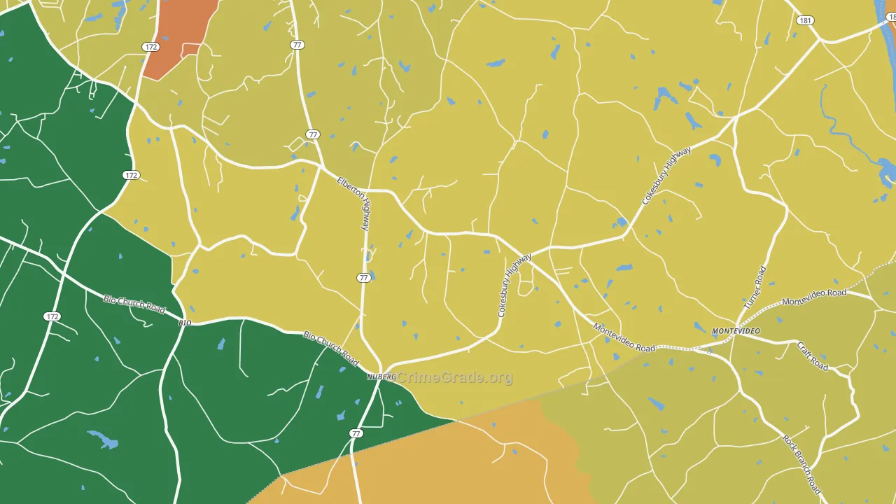 Nuberg, GA Map of Robbery Rates