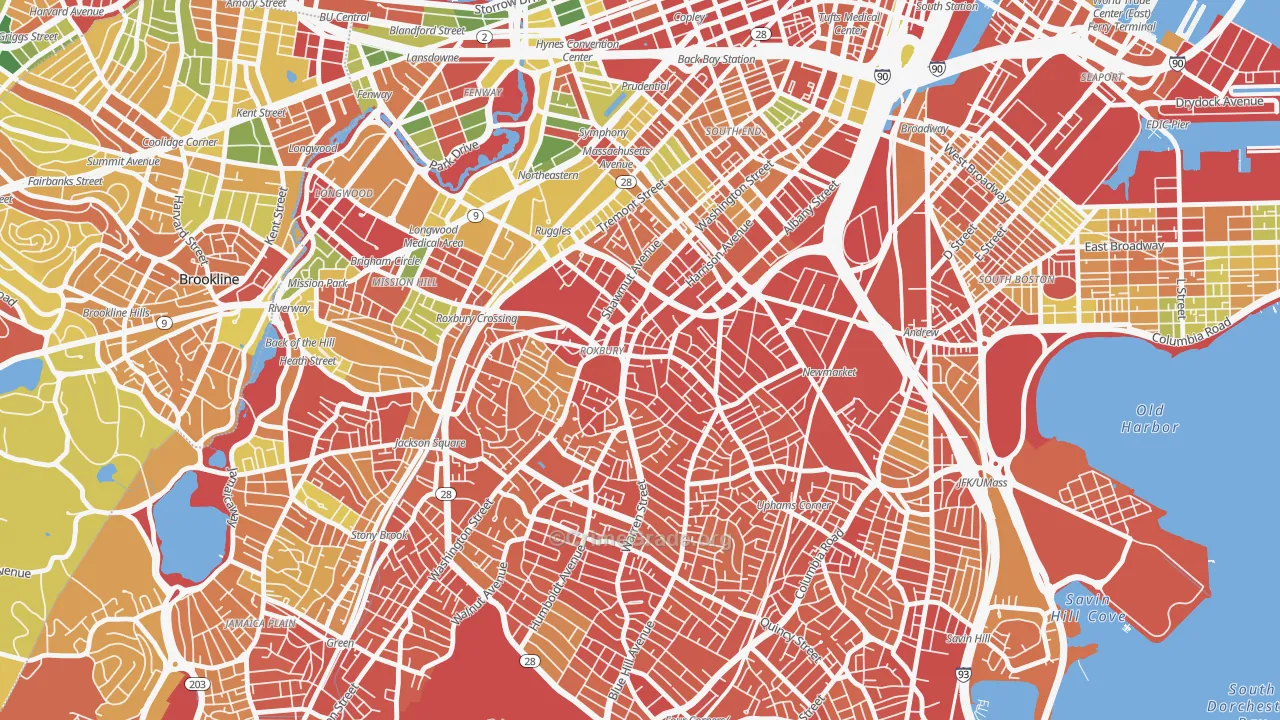 Nubian Square, Boston, MA Map of Robbery Rates