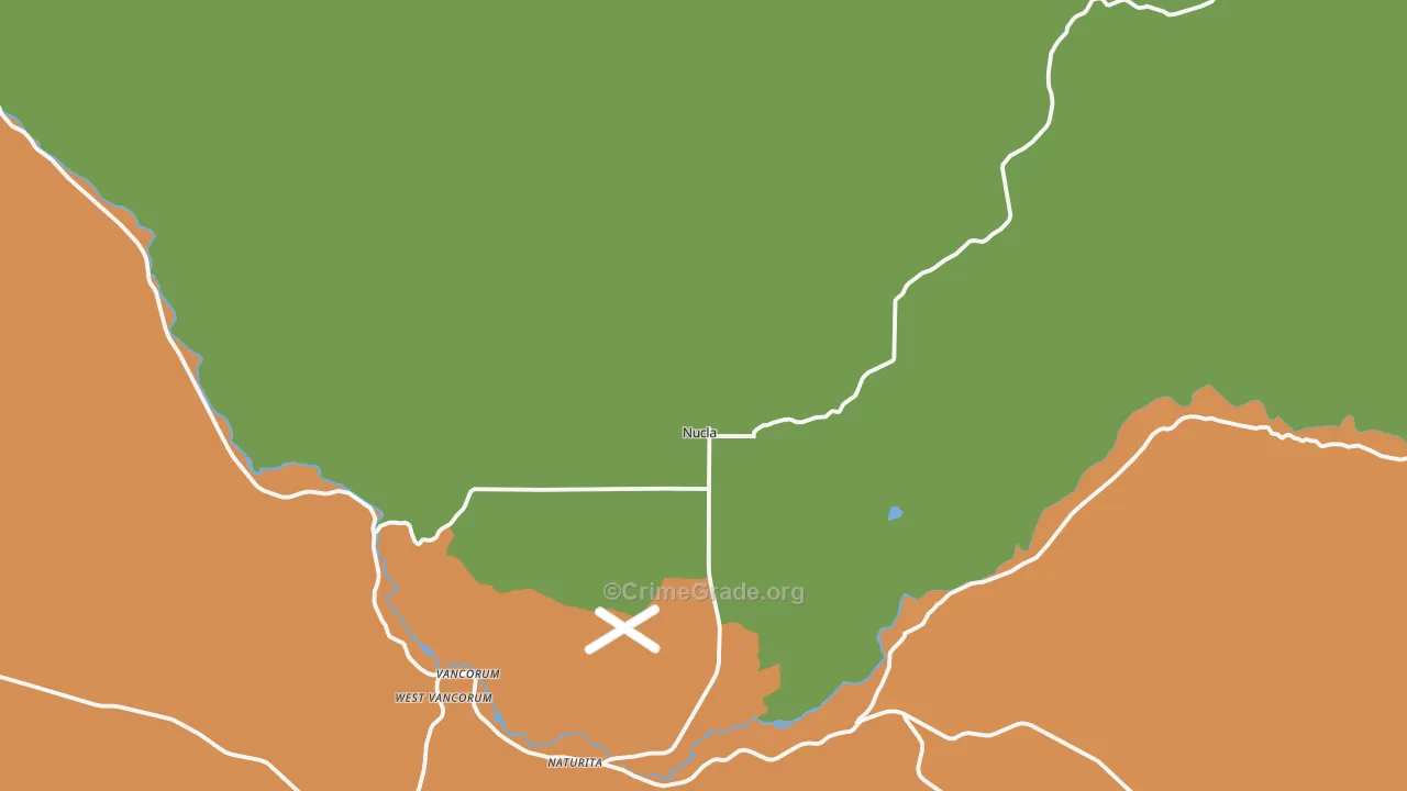 Nucla, CO Map of Robbery Rates