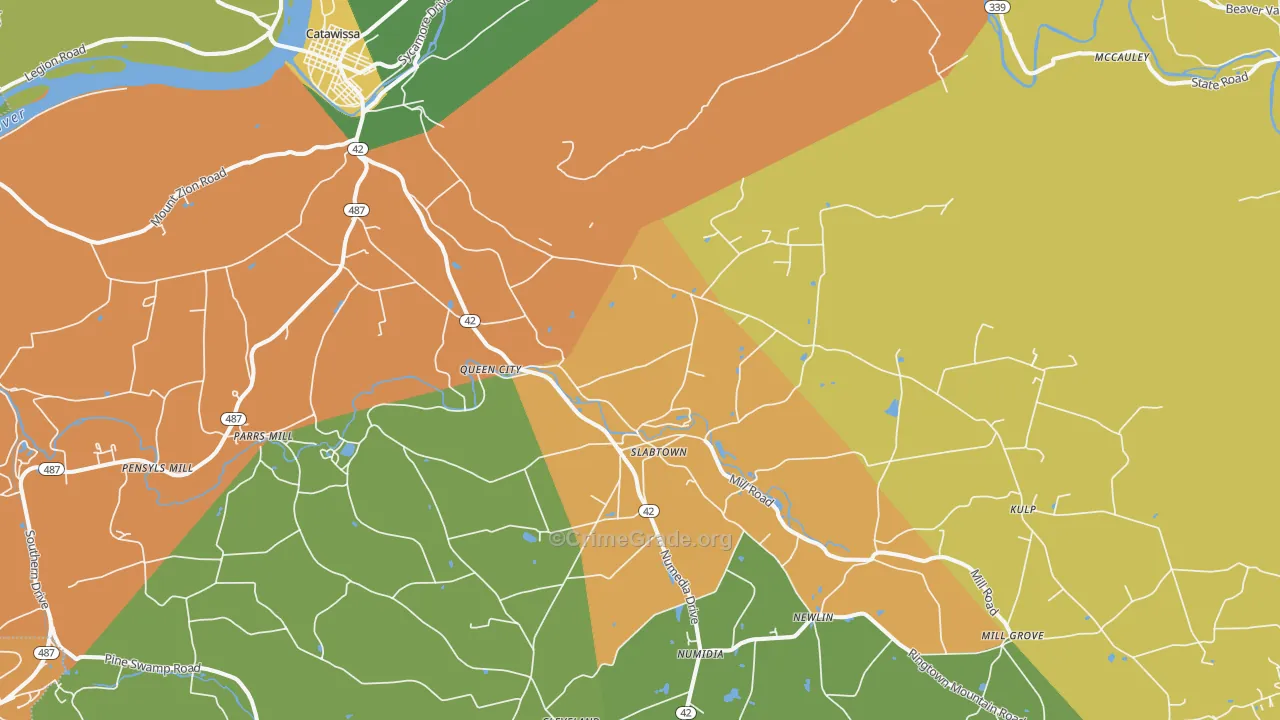 Numidia, PA Map of Robbery Rates