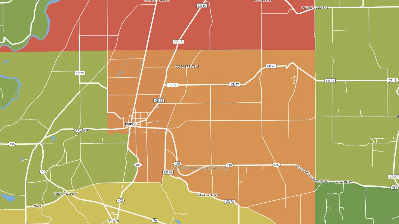 Nunda, NY Map of Robbery Rates