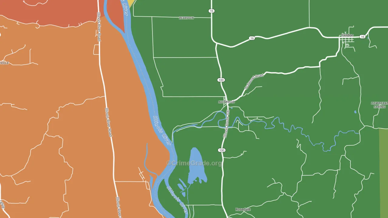 Nutwood, IL Map of Robbery Rates