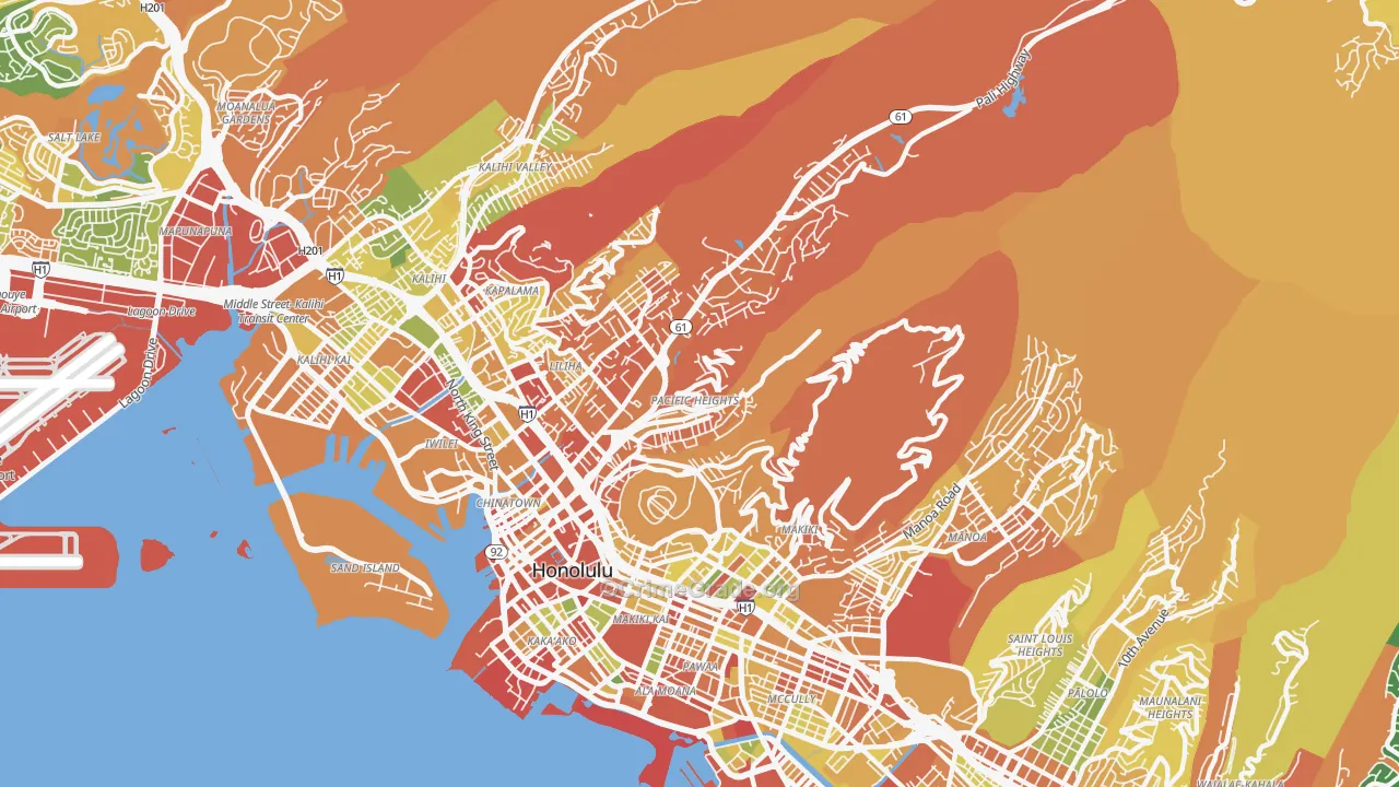 Nuuanu-Punchbowl, Honolulu, HI Map of Robbery Rates