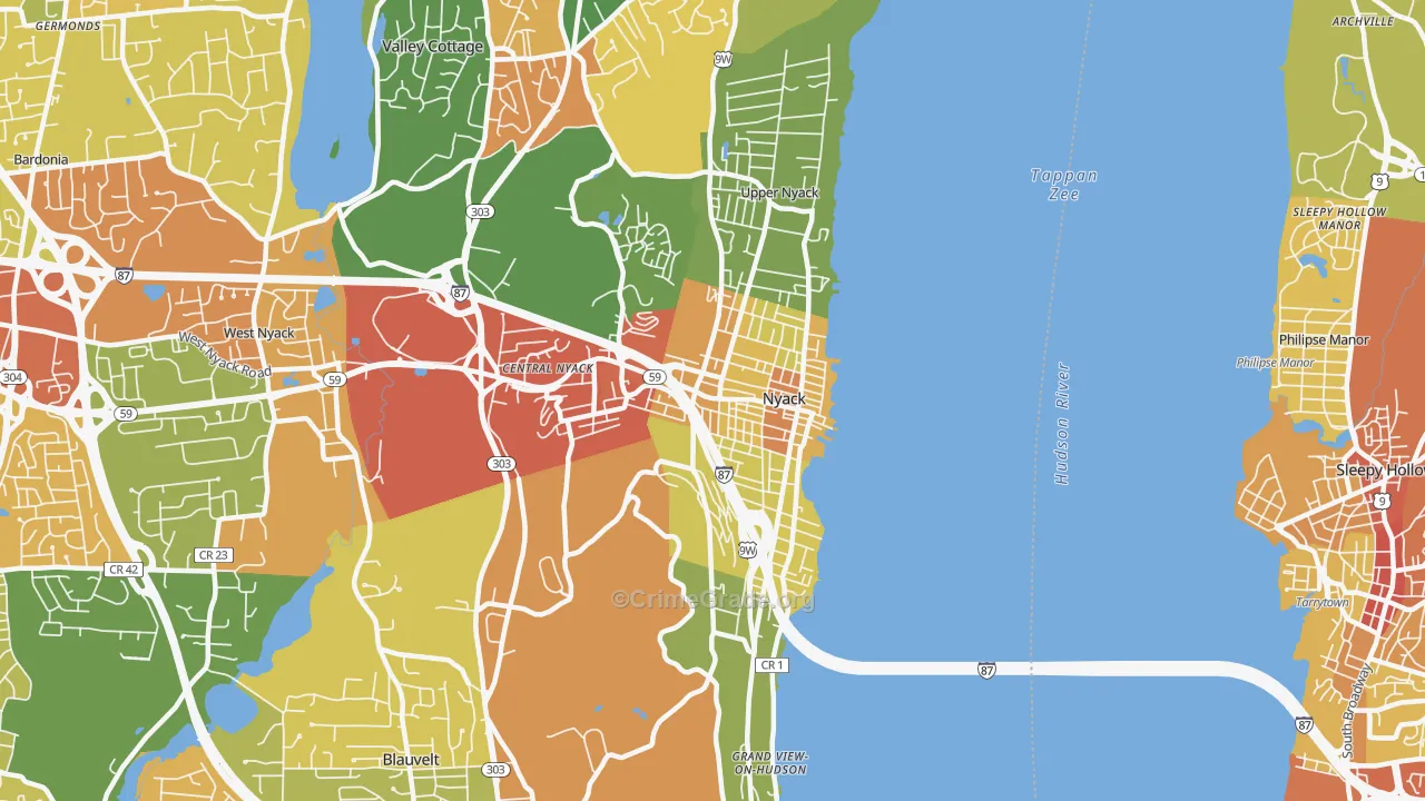 Nyack, NY Map of Robbery Rates