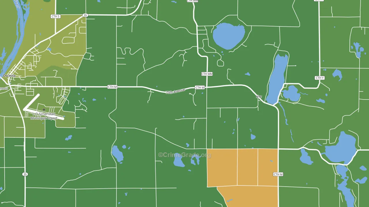Nye, WI Map of Robbery Rates
