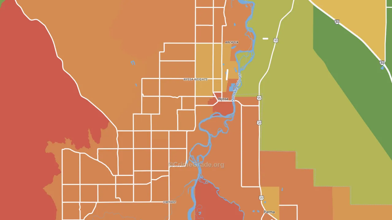 Nyssa, OR Map of Robbery Rates