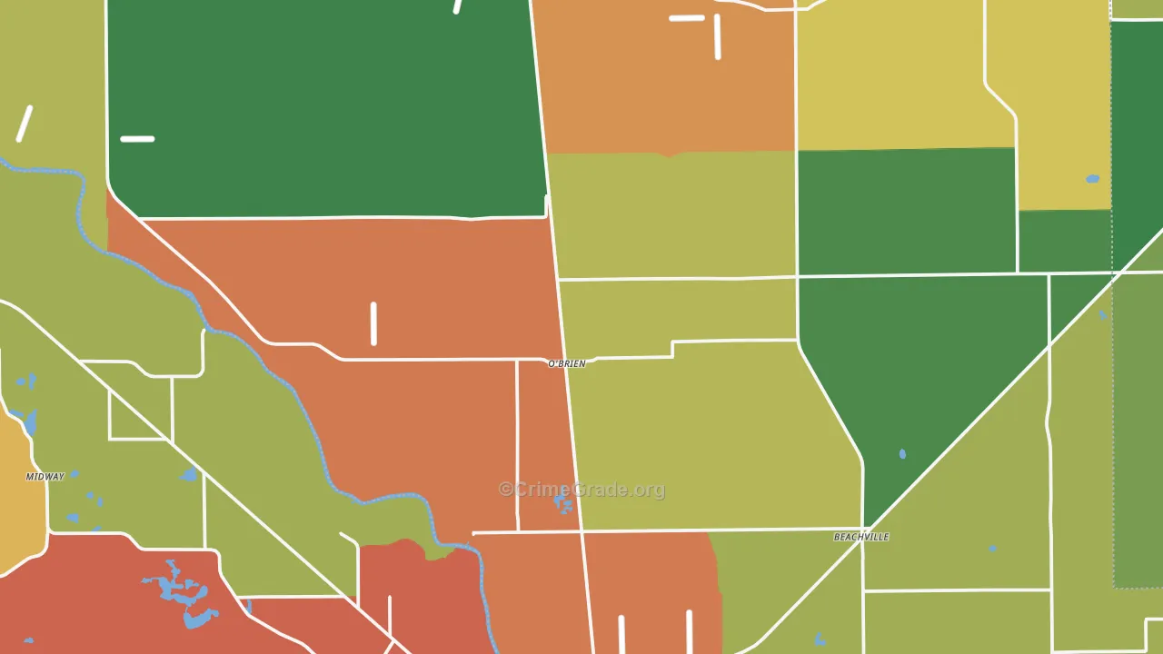 O'Brien, FL Map of Robbery Rates
