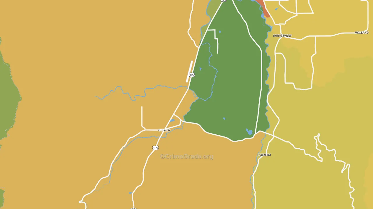 O'Brien, OR Map of Robbery Rates
